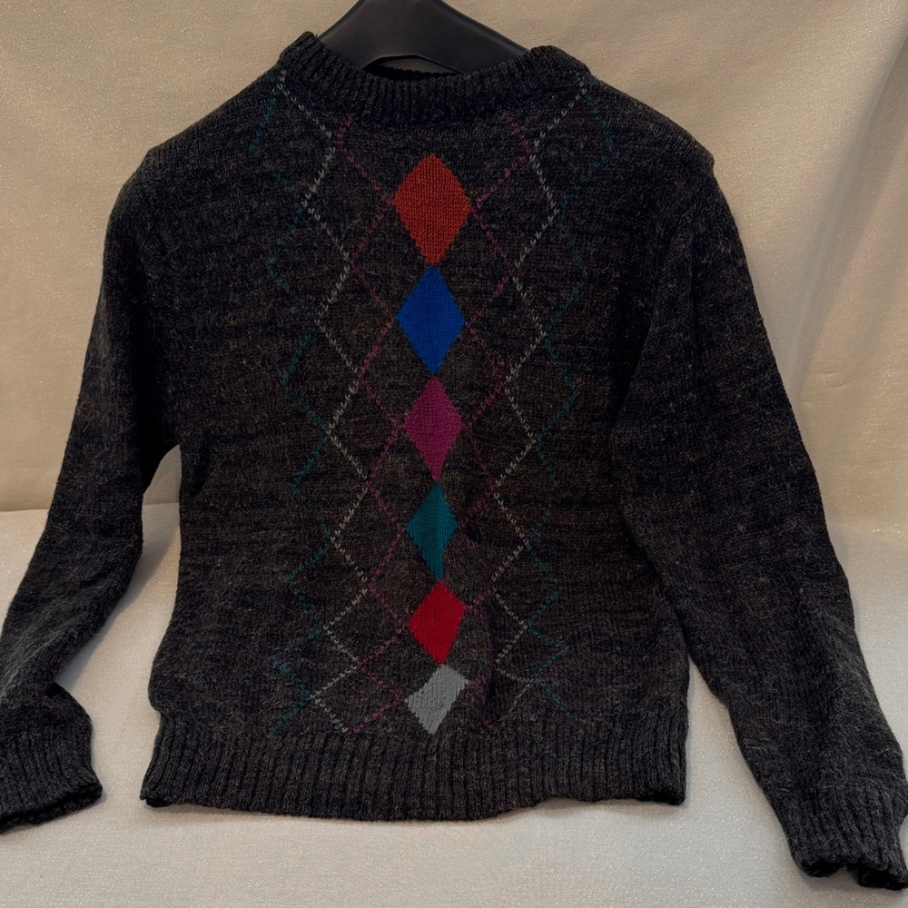 Men's Classic Argyle Crewneck Sweater - Black